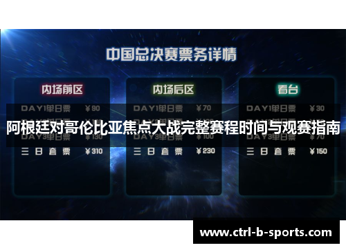 阿根廷对哥伦比亚焦点大战完整赛程时间与观赛指南